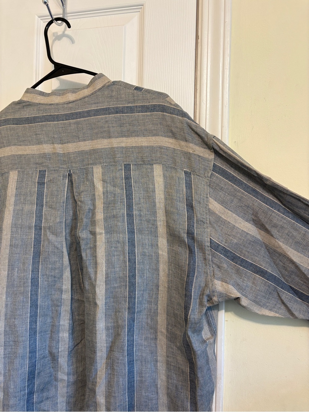 46 West- Light Blue & Gray Striped Men's Breathable Lightweight Linen Jacket - Picture 14 of 16